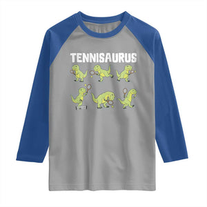 Funny Prehistoric Dinosaur Tennis Player Raglan Shirt Gift For Tennis Fans TS12 Sport Gray Royal Print Your Wear