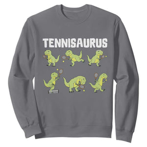 Funny Prehistoric Dinosaur Tennis Player Sweatshirt Gift For Tennis Fans TS12 Charcoal Print Your Wear