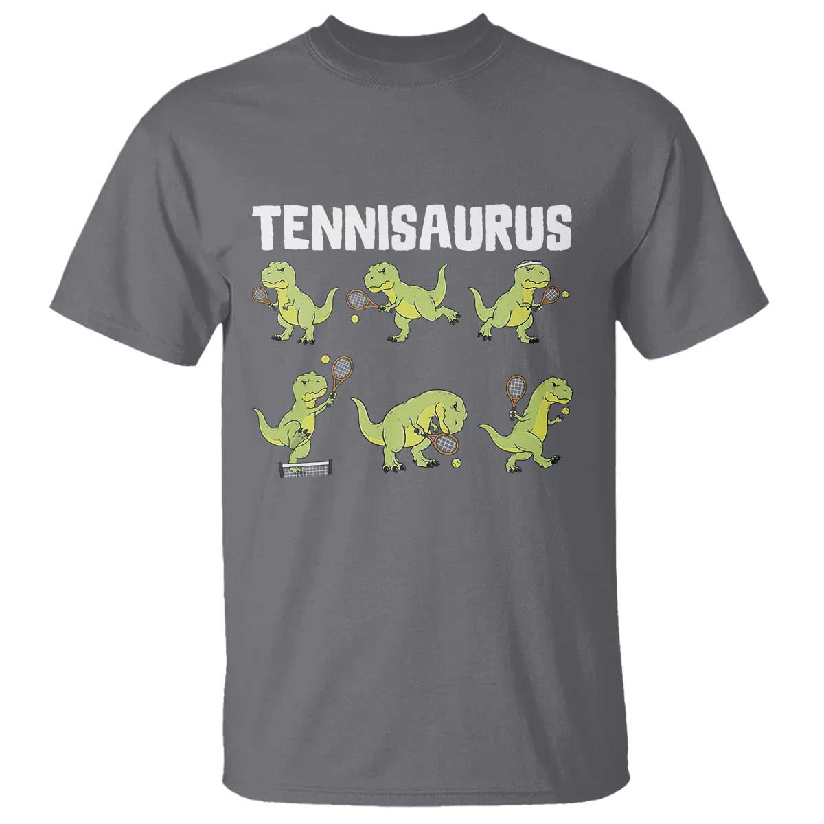 Funny Prehistoric Dinosaur Tennis Player T Shirt Gift For Tennis Fans TS12 Charcoal Print Your Wear