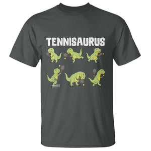 Funny Prehistoric Dinosaur Tennis Player T Shirt Gift For Tennis Fans TS12 Dark Heather Print Your Wear