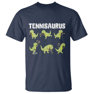 Funny Prehistoric Dinosaur Tennis Player T Shirt Gift For Tennis Fans TS12 Navy Print Your Wear