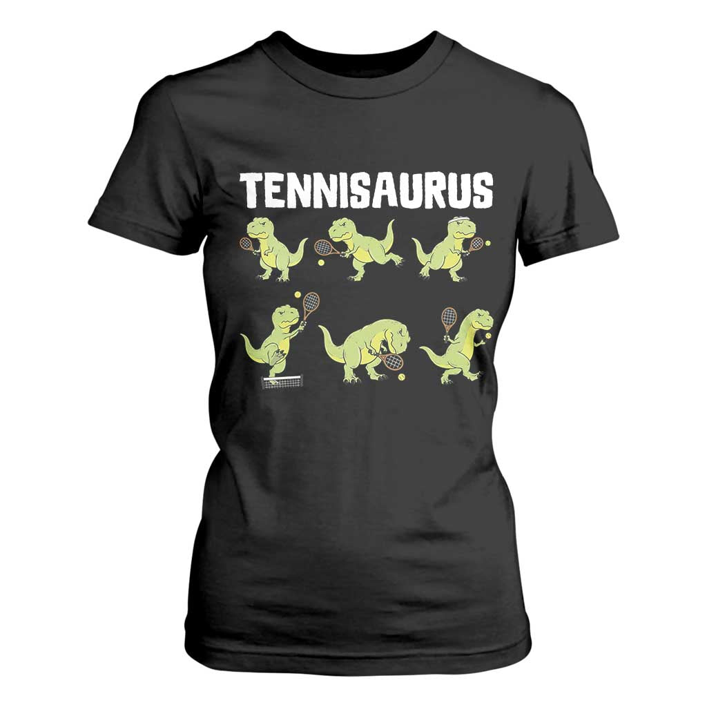 Funny Prehistoric Dinosaur Tennis Player T Shirt For Women Gift For Tennis Fans TS12 Black Print Your Wear