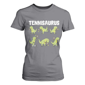 Funny Prehistoric Dinosaur Tennis Player T Shirt For Women Gift For Tennis Fans TS12 Charcoal Print Your Wear