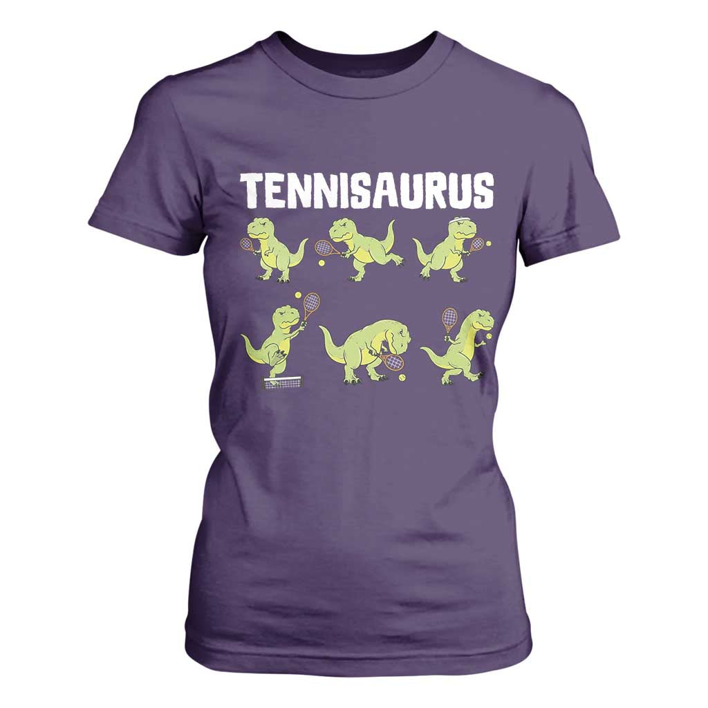 Funny Prehistoric Dinosaur Tennis Player T Shirt For Women Gift For Tennis Fans TS12 Purple Print Your Wear