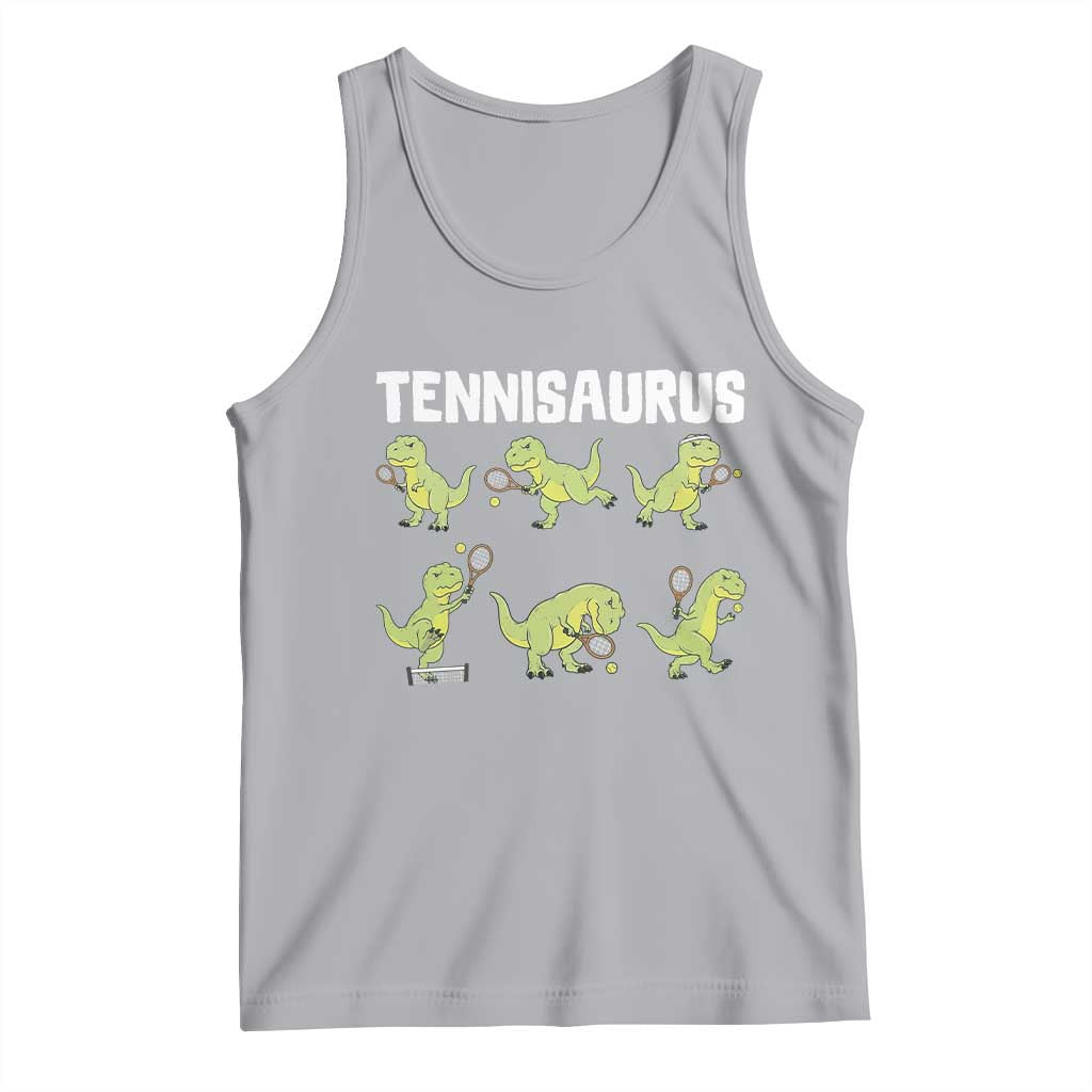 Funny Prehistoric Dinosaur Tennis Player Tank Top Gift For Tennis Fans TS12 Athletic Heather Print Your Wear