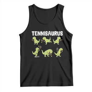 Funny Prehistoric Dinosaur Tennis Player Tank Top Gift For Tennis Fans TS12 Black Print Your Wear
