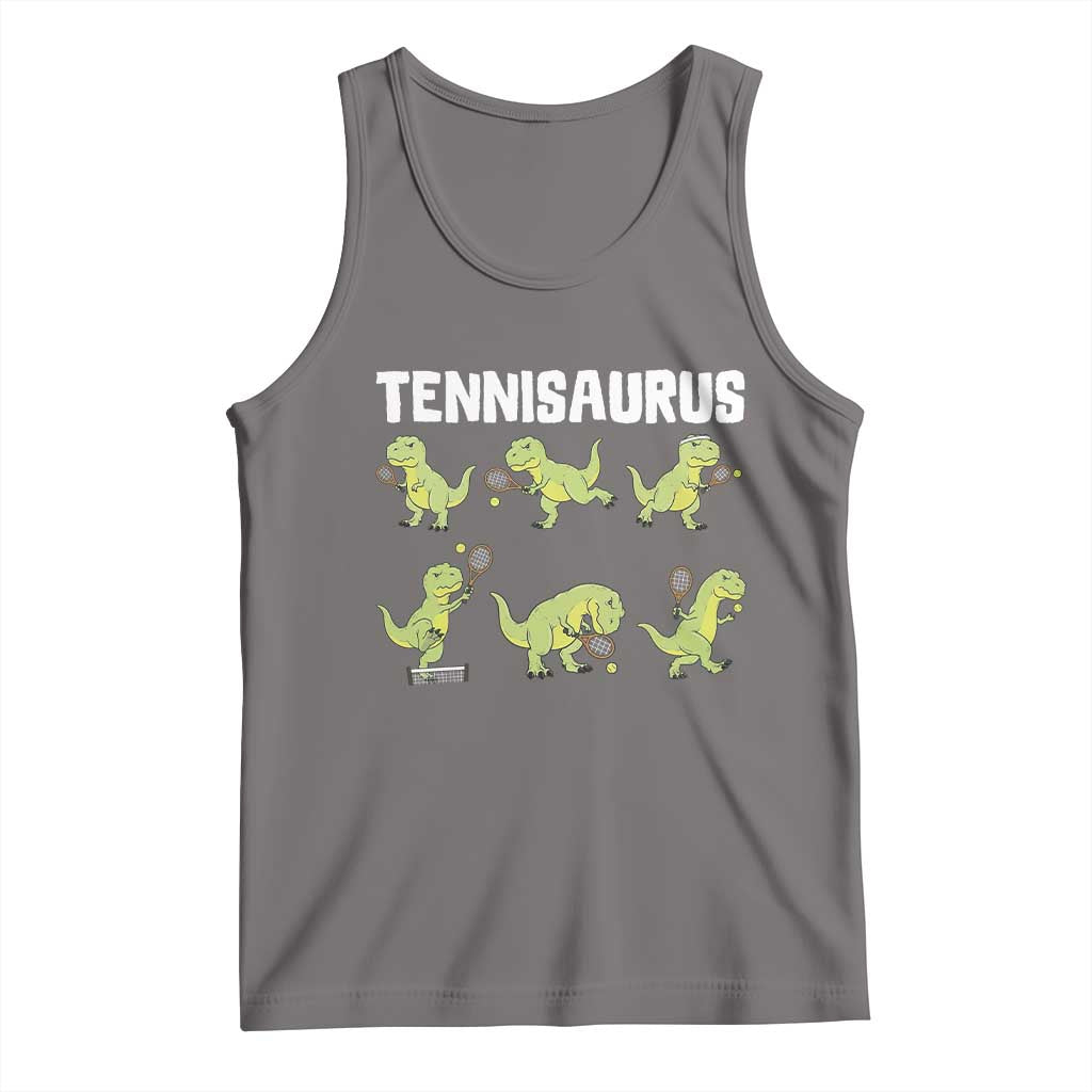 Funny Prehistoric Dinosaur Tennis Player Tank Top Gift For Tennis Fans TS12 Deep Heather Print Your Wear