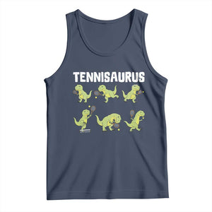 Funny Prehistoric Dinosaur Tennis Player Tank Top Gift For Tennis Fans TS12 Navy Print Your Wear