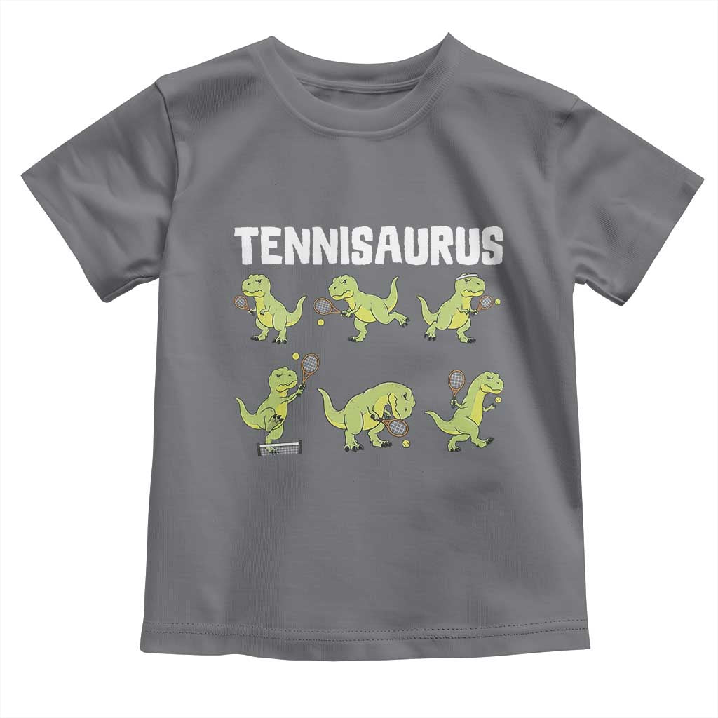 Funny Prehistoric Dinosaur Tennis Player Toddler T Shirt Gift For Tennis Fans TS12 Charcoal Print Your Wear