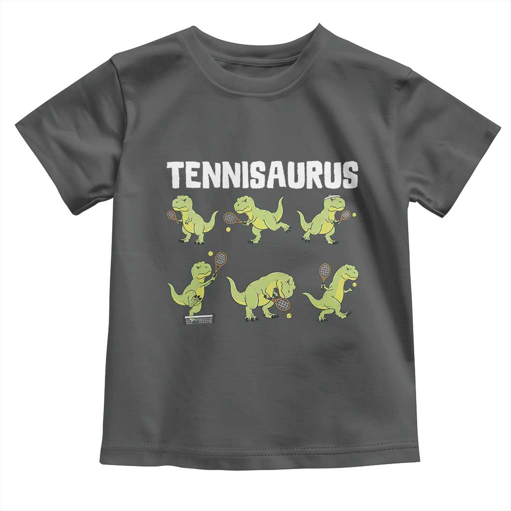 Funny Prehistoric Dinosaur Tennis Player Toddler T Shirt Gift For Tennis Fans TS12 Dark Heather Print Your Wear