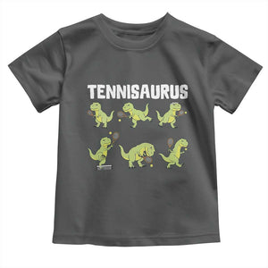 Funny Prehistoric Dinosaur Tennis Player Toddler T Shirt Gift For Tennis Fans TS12 Dark Heather Print Your Wear