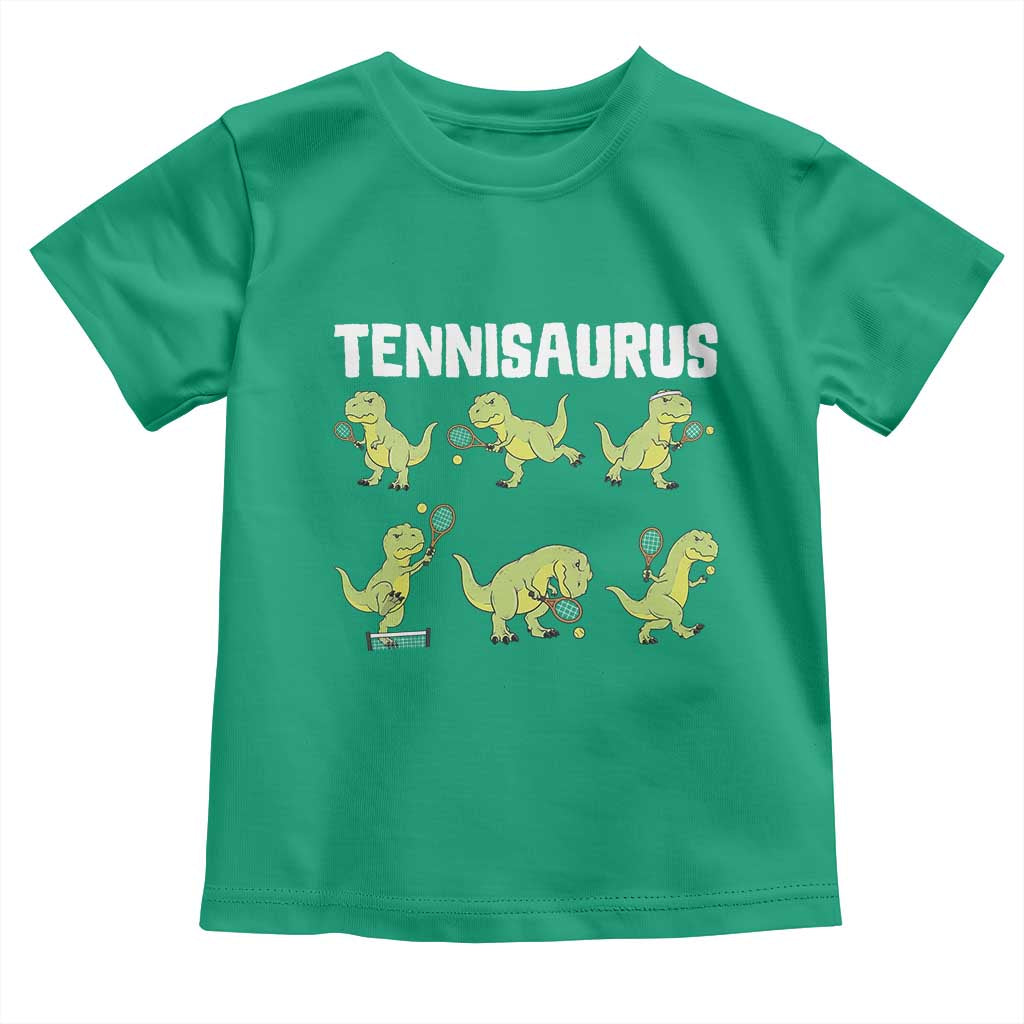 Funny Prehistoric Dinosaur Tennis Player Toddler T Shirt Gift For Tennis Fans TS12 Irish Green Print Your Wear