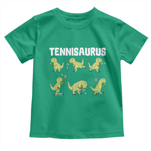 Funny Prehistoric Dinosaur Tennis Player Toddler T Shirt Gift For Tennis Fans TS12 Irish Green Print Your Wear