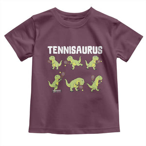 Funny Prehistoric Dinosaur Tennis Player Toddler T Shirt Gift For Tennis Fans TS12 Maroon Print Your Wear