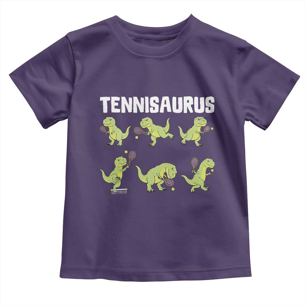 Funny Prehistoric Dinosaur Tennis Player Toddler T Shirt Gift For Tennis Fans TS12 Purple Print Your Wear