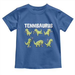 Funny Prehistoric Dinosaur Tennis Player Toddler T Shirt Gift For Tennis Fans TS12 Royal Blue Print Your Wear