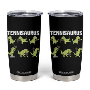 Funny Prehistoric Dinosaur Tennis Player Tumbler Cup Gift For Tennis Fans TS12 Black Print Your Wear