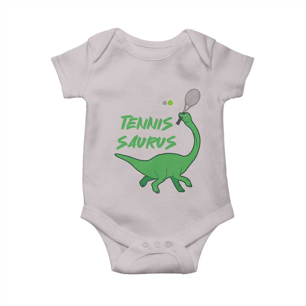 Funny Tennis Dinosaur Tennis Lover Baby Onesie Gift For Tennis Fans TS12 Ice Gray Print Your Wear