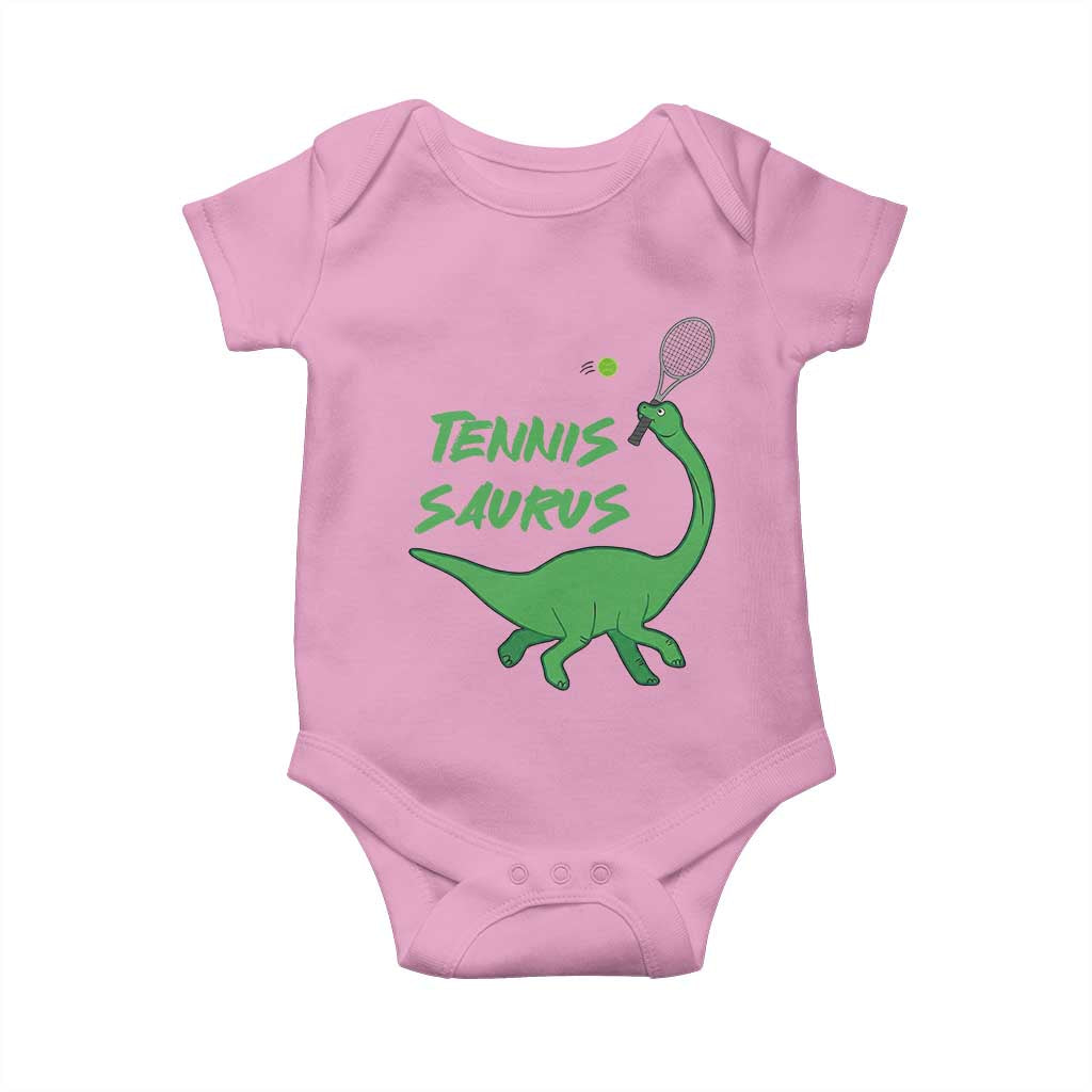 Funny Tennis Dinosaur Tennis Lover Baby Onesie Gift For Tennis Fans TS12 Light Pink Print Your Wear
