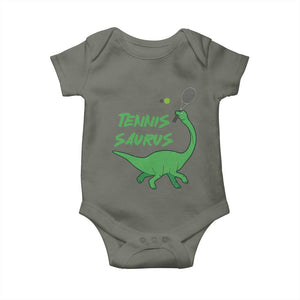 Funny Tennis Dinosaur Tennis Lover Baby Onesie Gift For Tennis Fans TS12 Military Green Print Your Wear