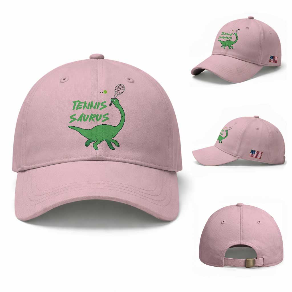 Funny Tennis Dinosaur Tennis Lover Baseball Cap Gift For Tennis Fans TS12 Baseball Cap Universal Fit Light Pink Print Your Wear