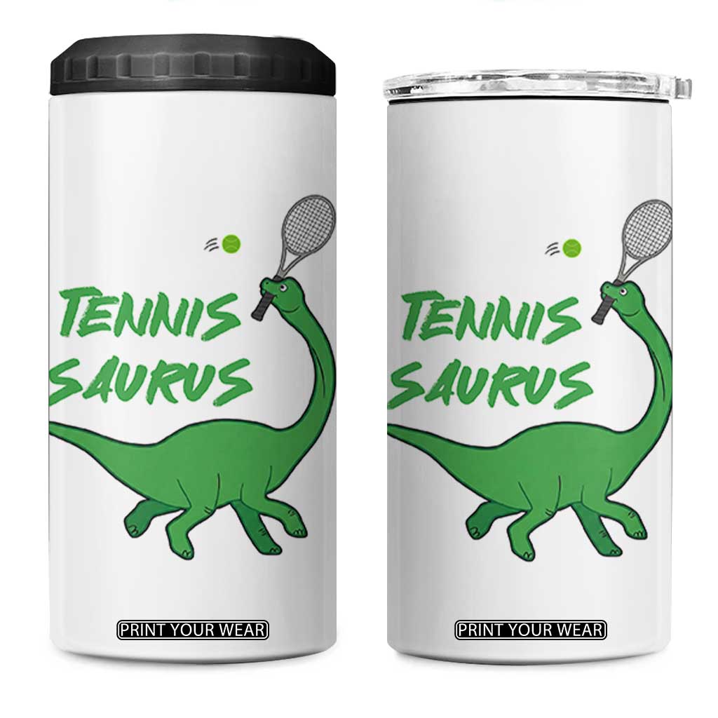 Funny Tennis Dinosaur Tennis Lover 4 in 1 Can Cooler Tumbler Gift For Tennis Fans TS12 One Size: 16 oz White Print Your Wear