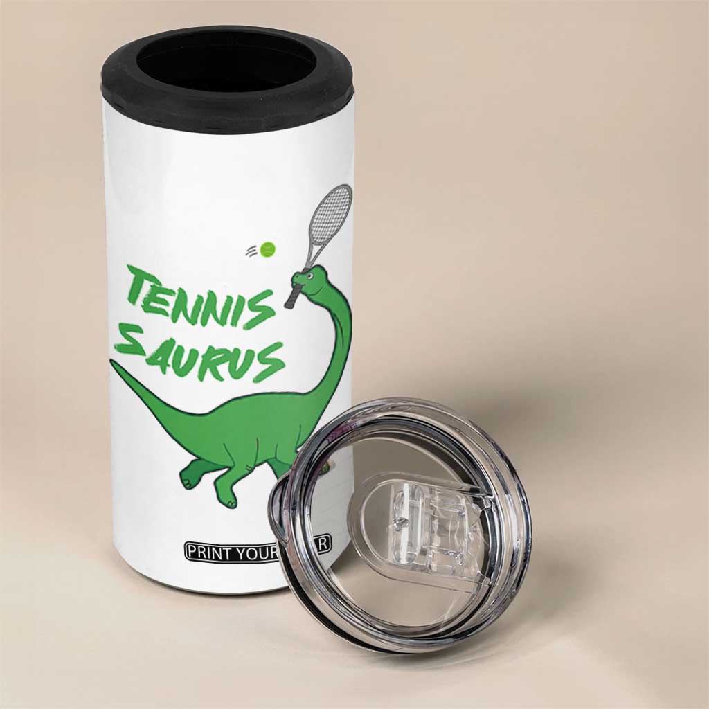 Funny Tennis Dinosaur Tennis Lover 4 in 1 Can Cooler Tumbler Gift For Tennis Fans TS12 Print Your Wear