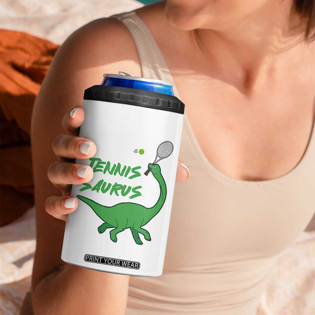 Funny Tennis Dinosaur Tennis Lover 4 in 1 Can Cooler Tumbler Gift For Tennis Fans TS12 Print Your Wear