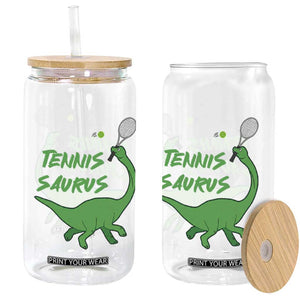 Funny Tennis Dinosaur Tennis Lover Glass Can Gift For Tennis Fans TS12 Print Your Wear