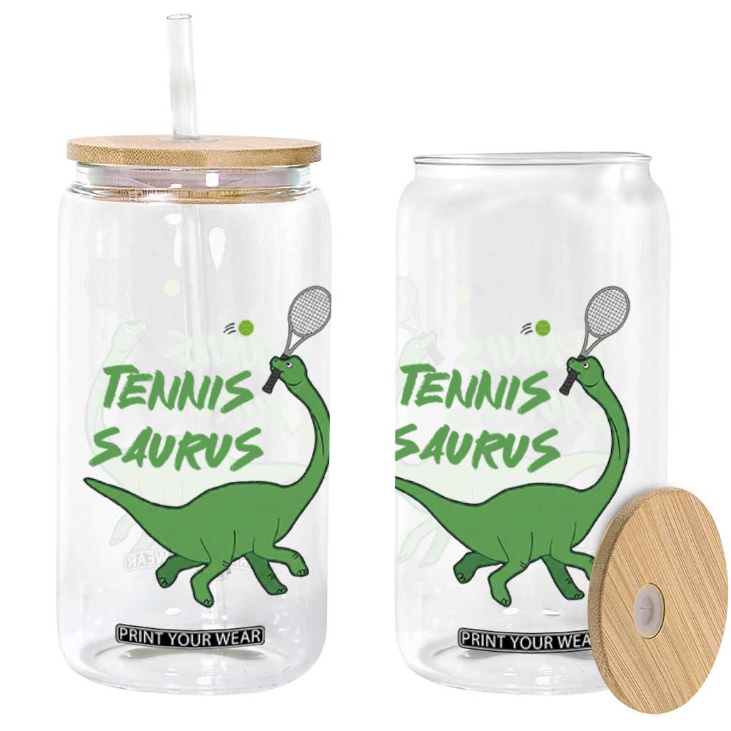 Funny Tennis Dinosaur Tennis Lover Glass Can Gift For Tennis Fans TS12 Print Your Wear