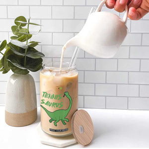 Funny Tennis Dinosaur Tennis Lover Glass Can Gift For Tennis Fans TS12 Print Your Wear