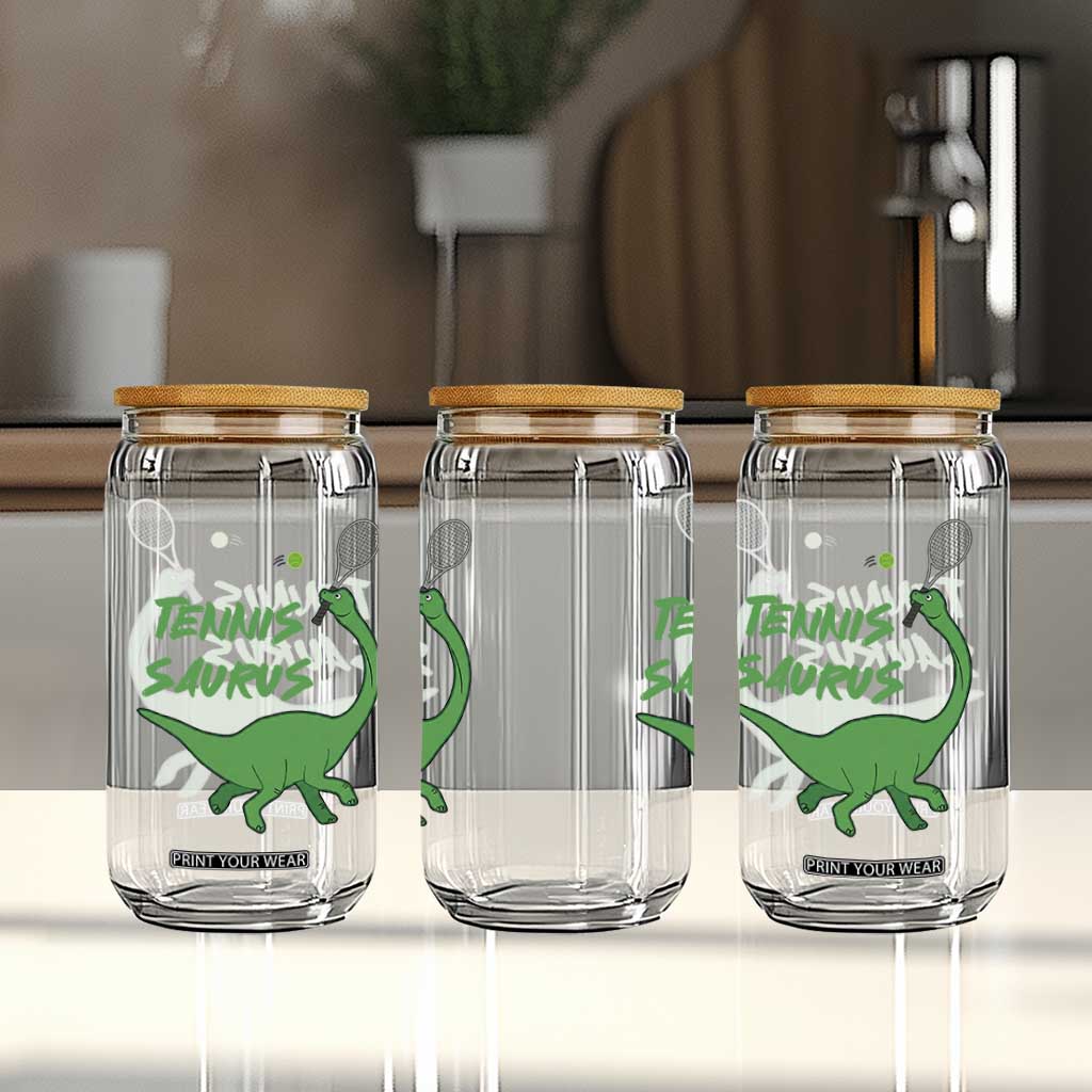 Funny Tennis Dinosaur Tennis Lover Glass Can Gift For Tennis Fans TS12 Print Your Wear