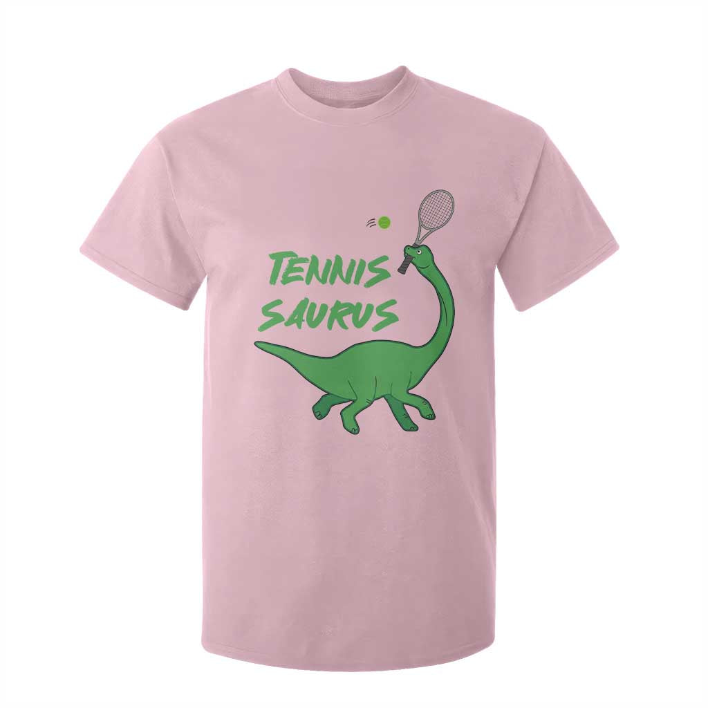 Funny Tennis Dinosaur Tennis Lover T Shirt For Kid Gift For Tennis Fans TS12 Light Pink Print Your Wear