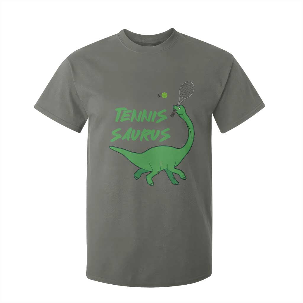 Funny Tennis Dinosaur Tennis Lover T Shirt For Kid Gift For Tennis Fans TS12 Military Green Print Your Wear