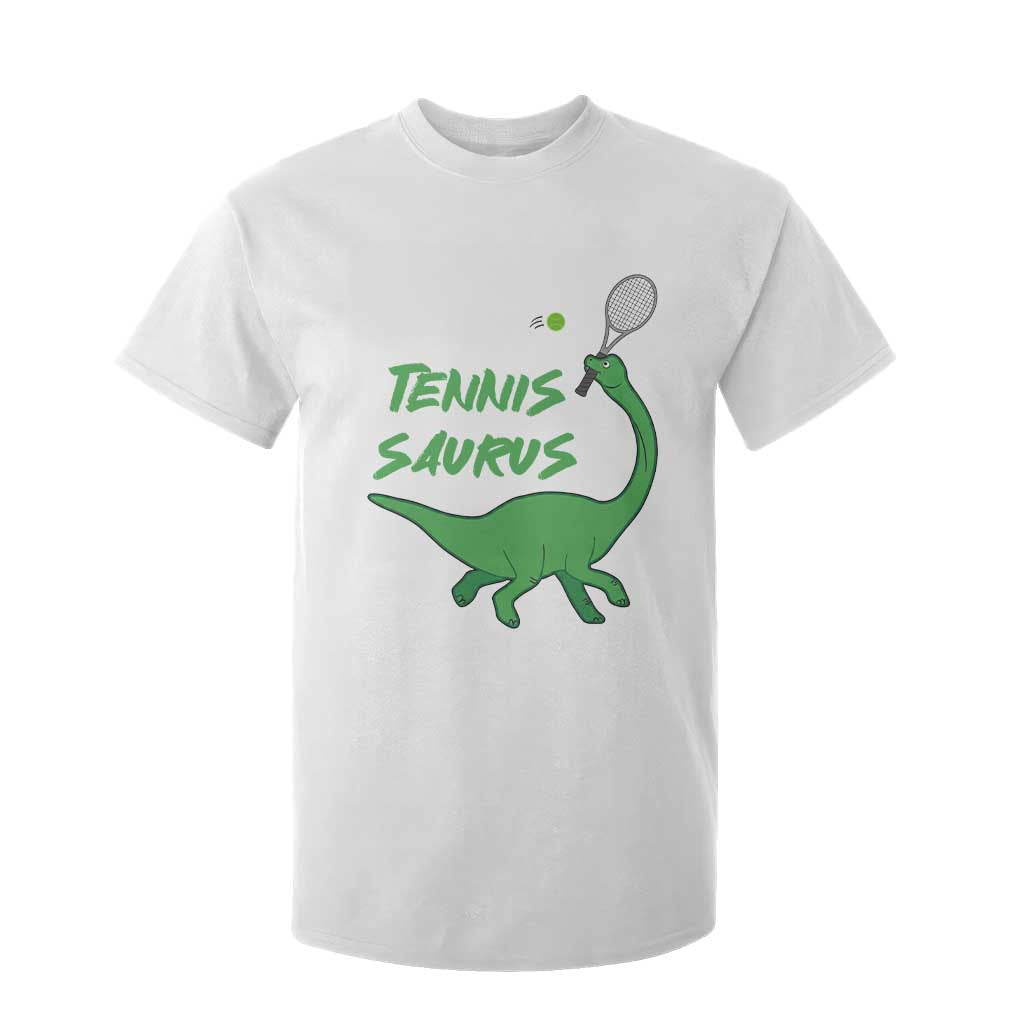 Funny Tennis Dinosaur Tennis Lover T Shirt For Kid Gift For Tennis Fans TS12 White Print Your Wear