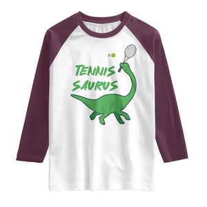 Funny Tennis Dinosaur Tennis Lover Raglan Shirt Gift For Tennis Fans TS12 White Maroon Print Your Wear