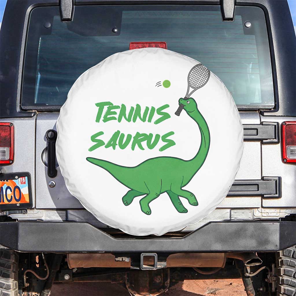 Funny Tennis Dinosaur Tennis Lover Spare Tire Cover Gift For Tennis Fans TS12 No hole White Print Your Wear