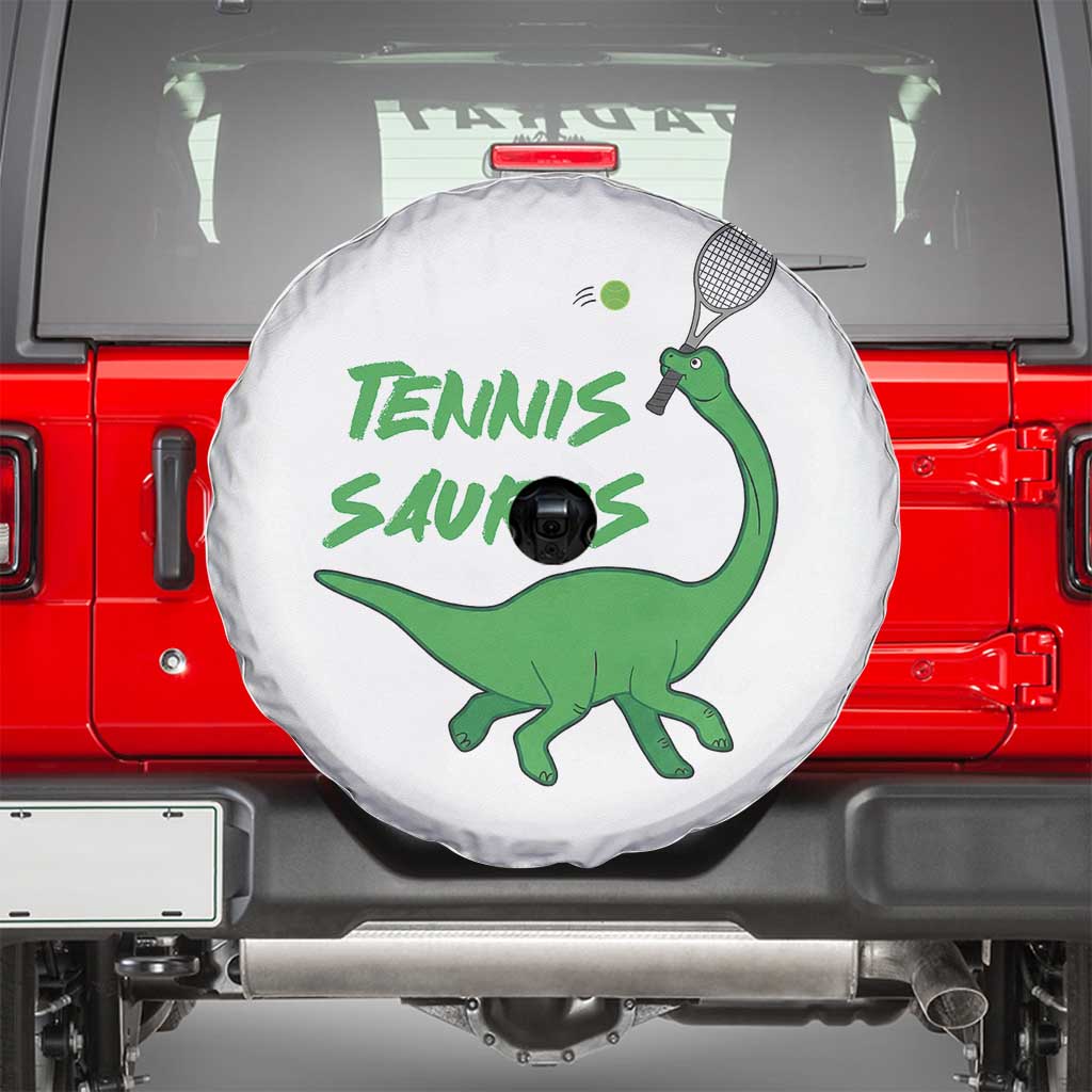Funny Tennis Dinosaur Tennis Lover Spare Tire Cover Gift For Tennis Fans TS12 White Print Your Wear