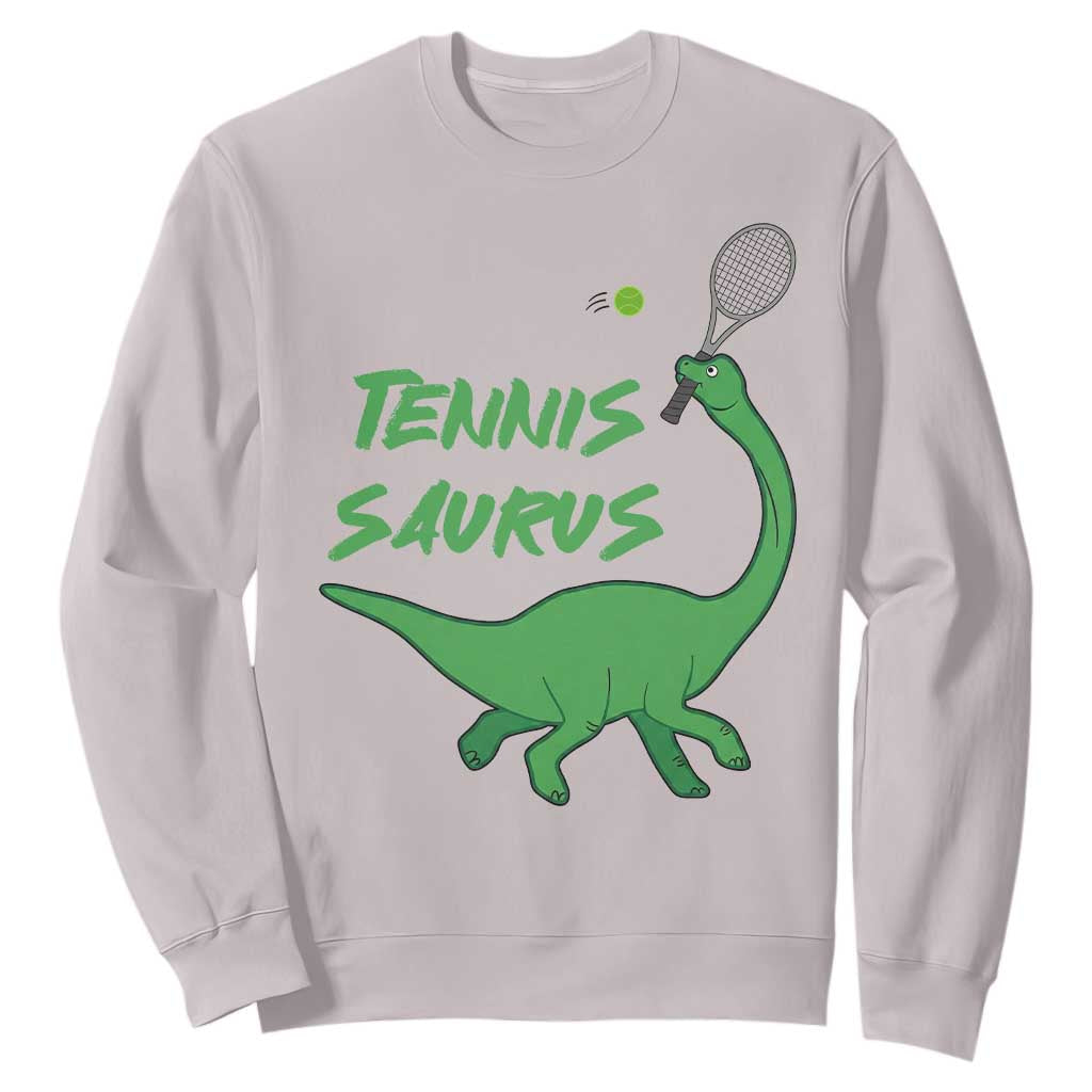 Funny Tennis Dinosaur Tennis Lover Sweatshirt Gift For Tennis Fans TS12 Ice Gray Print Your Wear