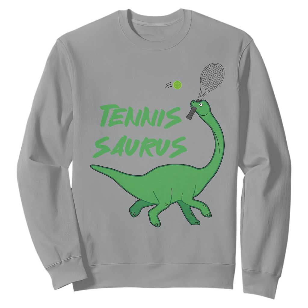 Funny Tennis Dinosaur Tennis Lover Sweatshirt Gift For Tennis Fans TS12 Sport Gray Print Your Wear