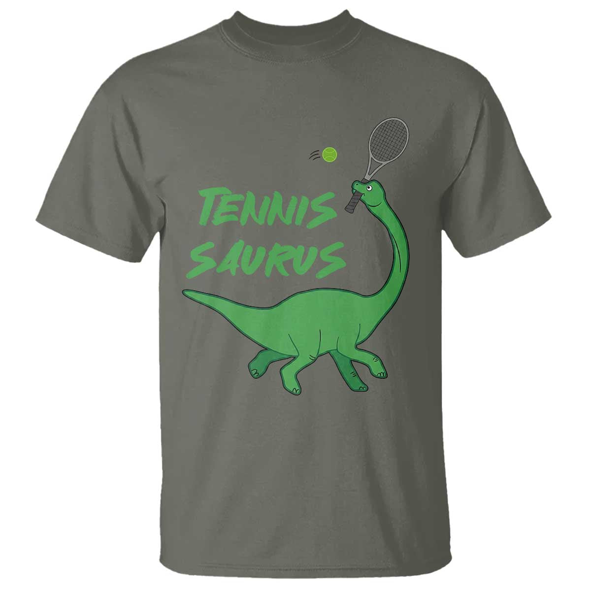 Funny Tennis Dinosaur Tennis Lover T Shirt Gift For Tennis Fans TS12 Military Green Print Your Wear