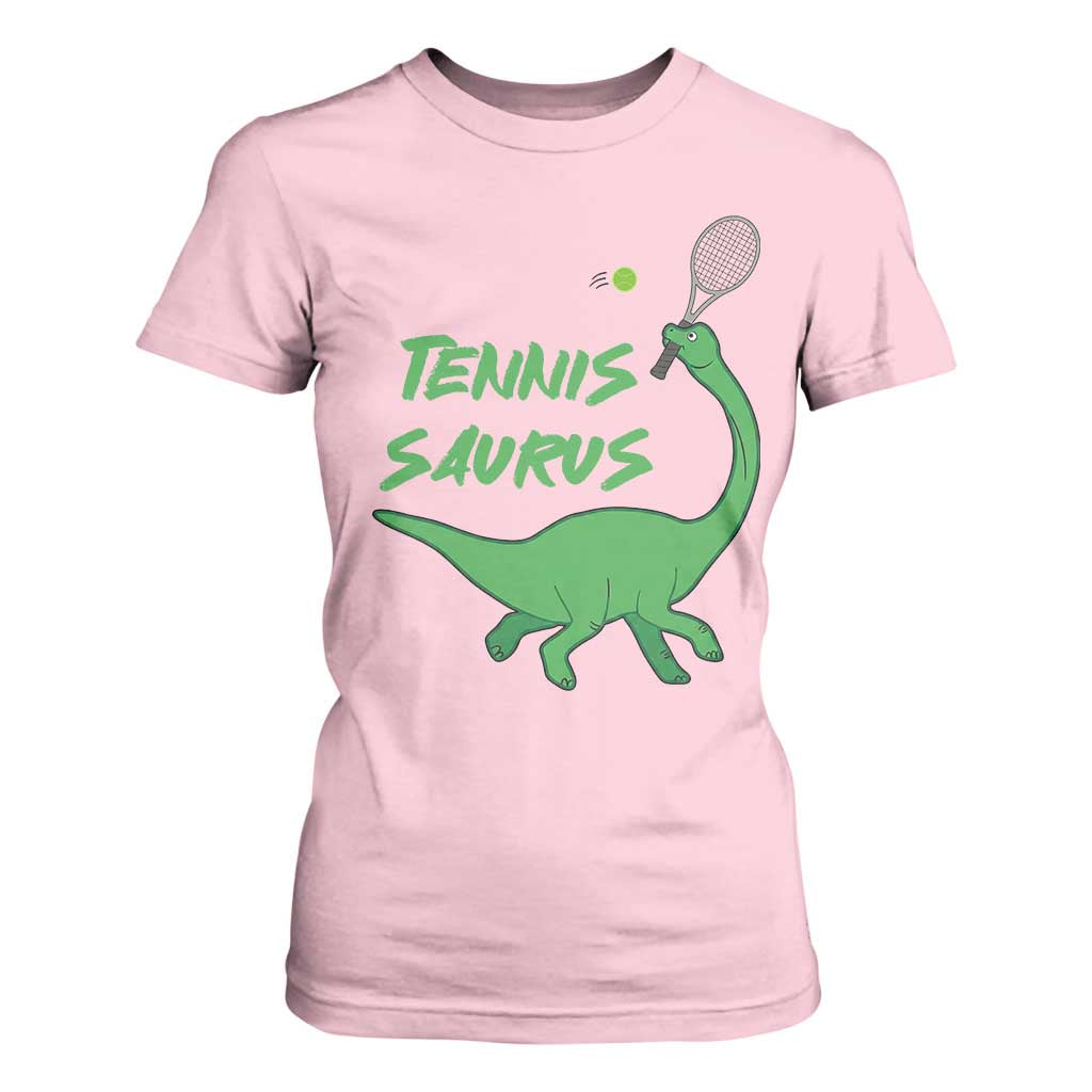 Funny Tennis Dinosaur Tennis Lover T Shirt For Women Gift For Tennis Fans TS12 Light Pink Print Your Wear