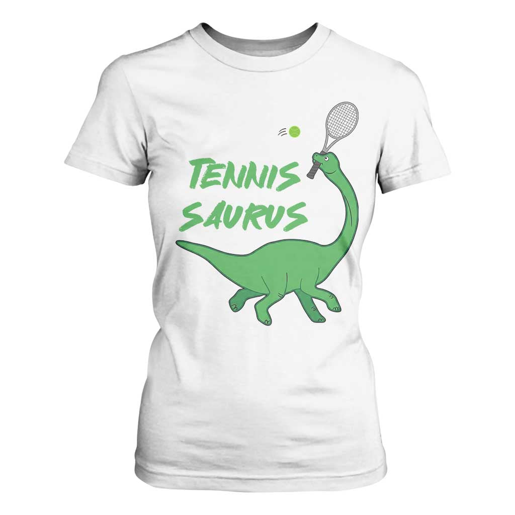 Funny Tennis Dinosaur Tennis Lover T Shirt For Women Gift For Tennis Fans TS12 White Print Your Wear