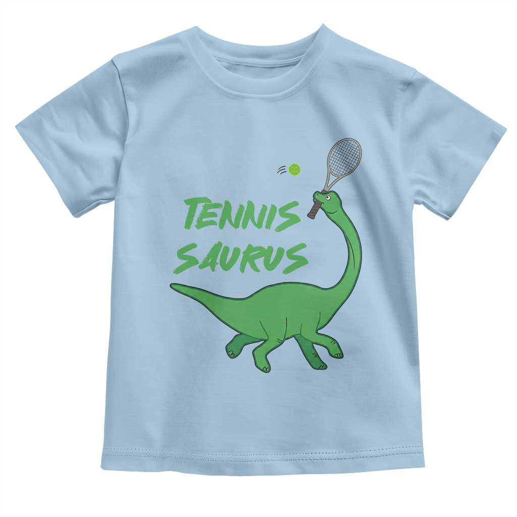 Funny Tennis Dinosaur Tennis Lover Toddler T Shirt Gift For Tennis Fans TS12 Light Blue Print Your Wear