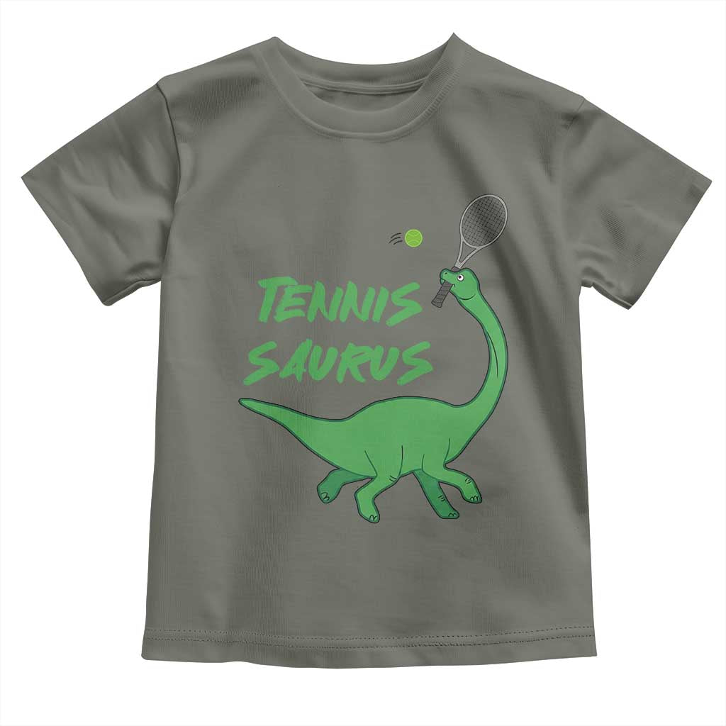 Funny Tennis Dinosaur Tennis Lover Toddler T Shirt Gift For Tennis Fans TS12 Military Green Print Your Wear