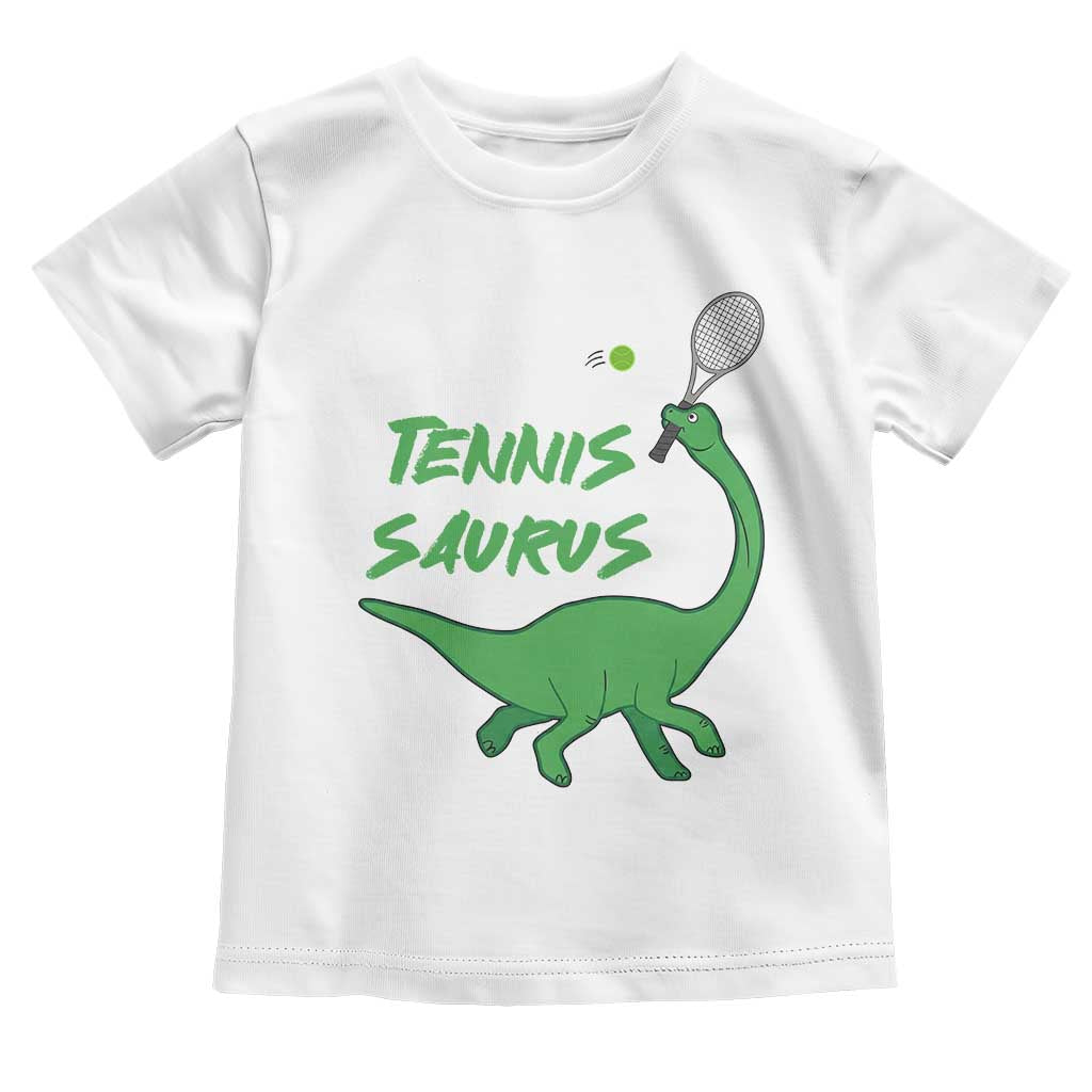 Funny Tennis Dinosaur Tennis Lover Toddler T Shirt Gift For Tennis Fans TS12 White Print Your Wear