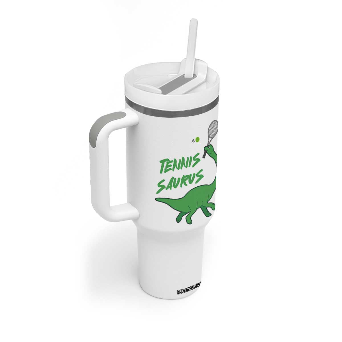 Funny Tennis Dinosaur Tennis Lover Tumbler With Handle Gift For Tennis Fans TS12 Print Your Wear