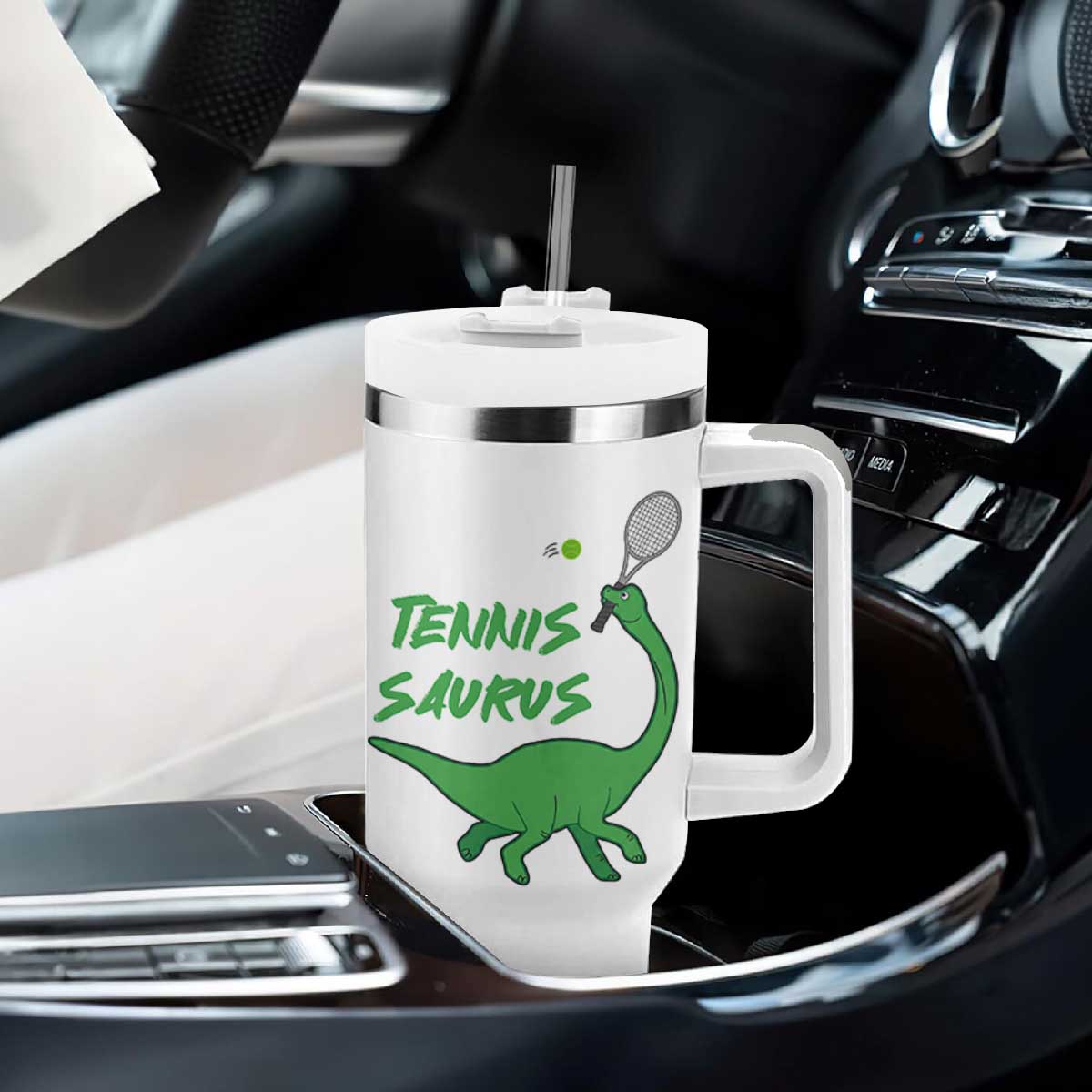 Funny Tennis Dinosaur Tennis Lover Tumbler With Handle Gift For Tennis Fans TS12 Print Your Wear
