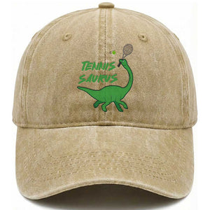 Funny Tennis Dinosaur Tennis Lover Washed Cotton Baseball Cap Gift For Tennis Fans TS12 Print Your Wear