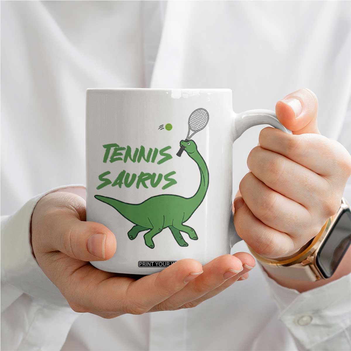 Funny Tennis Dinosaur Tennis Lover Coffee Mug Gift For Tennis Fans TS12 Print Your Wear